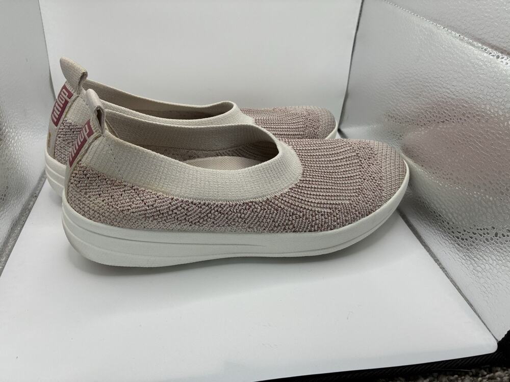 FitFlop 8 Uberknit Ballerina Metallic Rose Gold Knit Slip On Flats Balletcore